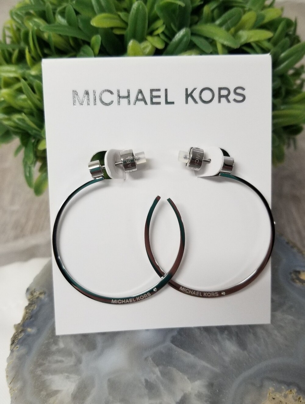 Michael Kors Silver Hoops (With Rhinestone) earrings